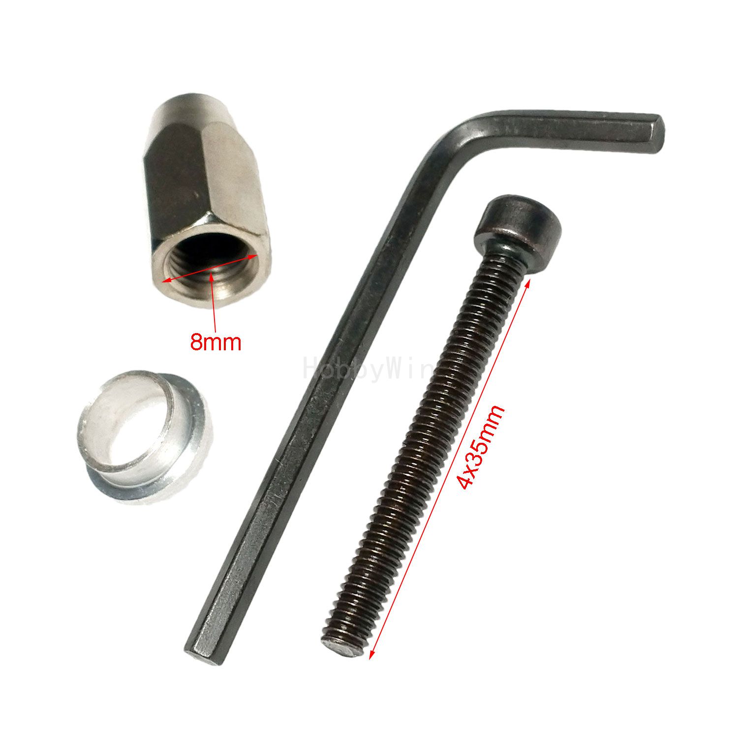 Rc Hobby Nut - Zeskantmoer 8mm & schroef 4x25mm voor